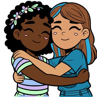 best friends hugging