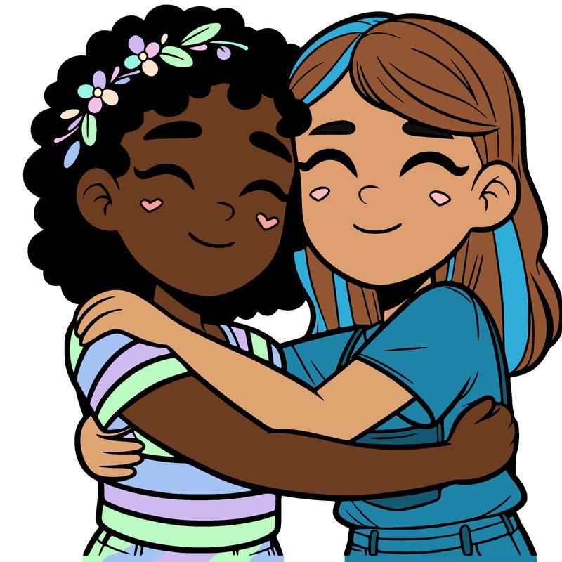 best friends hugging