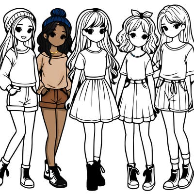 a group of five girls