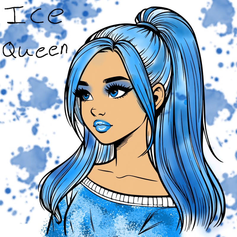 realistic girl with a high ponytail