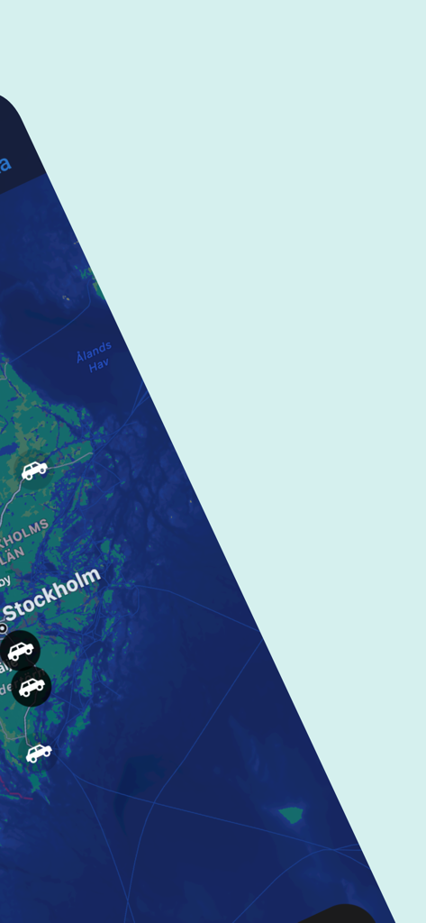 Boka Förarprov - Map view showing driving test locations with car icons