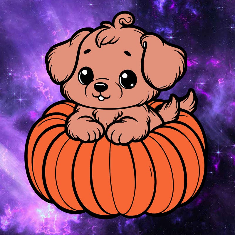 cute little puppy in a pumpkin