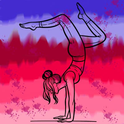 a woman doing a handstand