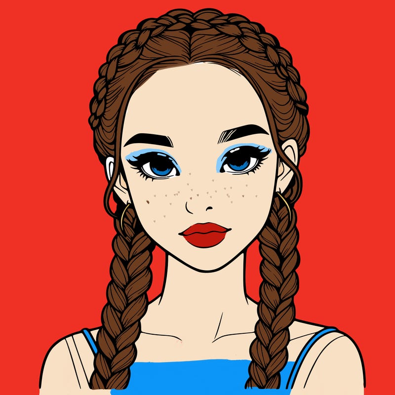 realistic girl with braids