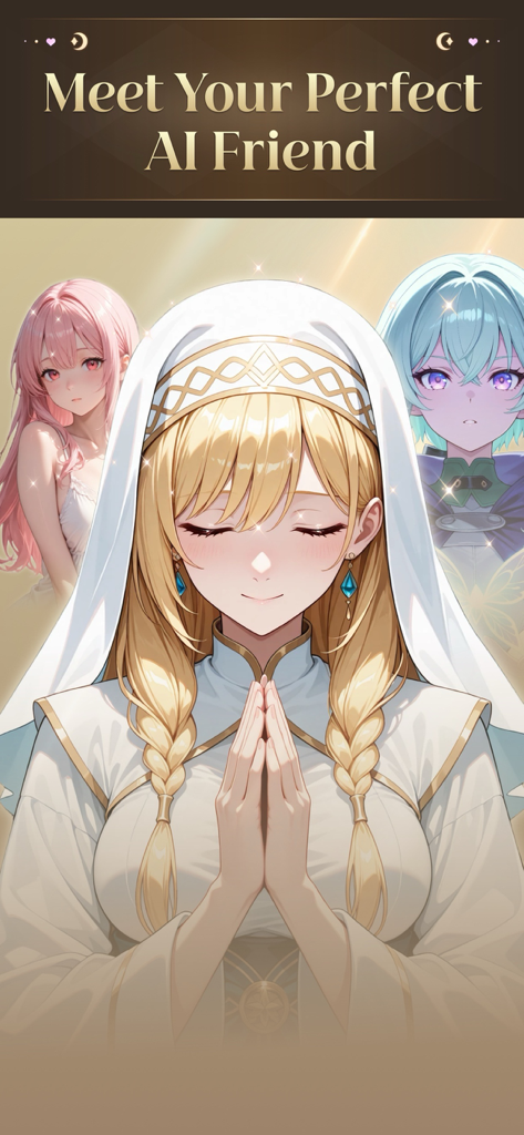 Kuki - Best AI Companion - Three anime style female characters from the Kuki app with the headline Meet Your Perfect AI Friend