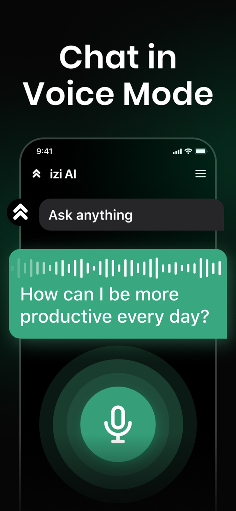 AI Chat Bot Assistant - izi - Voice chat interface of izi AI assistant app