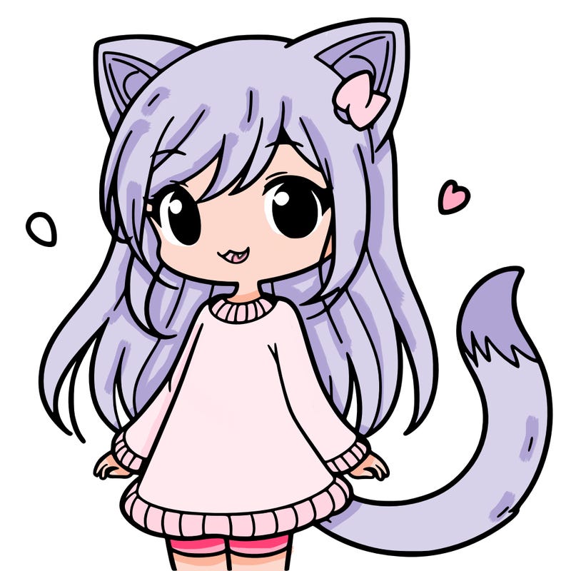 girl with cat ears and tail