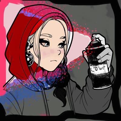 a realistic girl, spray painting