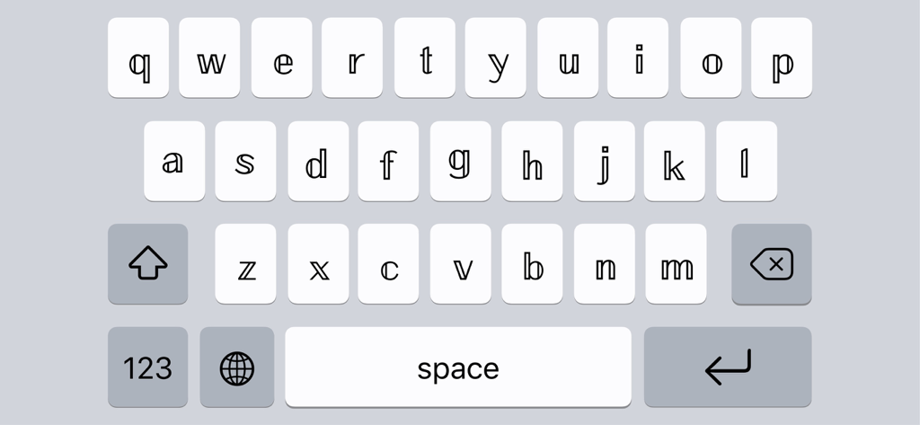 Fonts Air - Font keyboard - Interfaccia dell'app Fonts Air che mostra una tastiera con font decorativi personalizzati