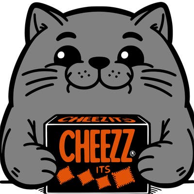 cat holding cheez its
