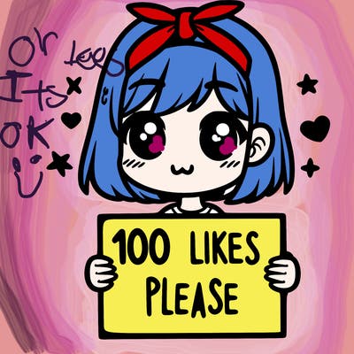 girl holding sign saying 100 likes please