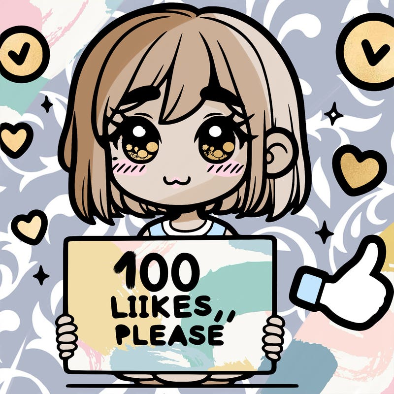 a girl with a sign saying 100 likes, please