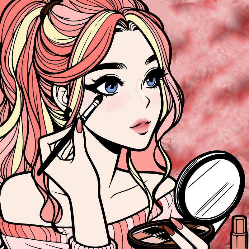 a realistic girl doing her makeup