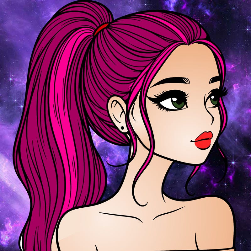 a beautiful and realistic girl with a high pony tail