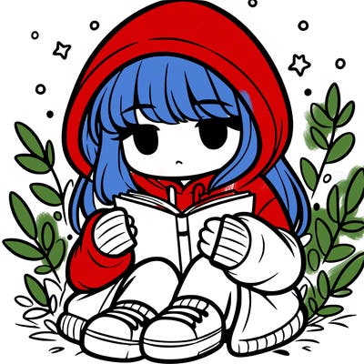 girl in oversized hoodie reading a book