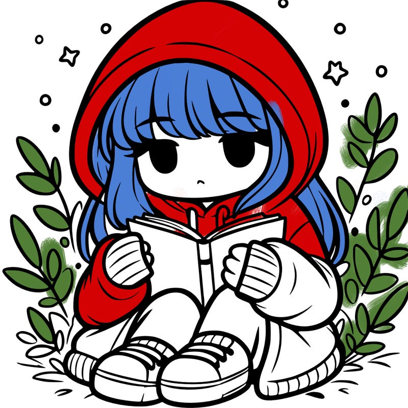girl in oversized hoodie reading a book