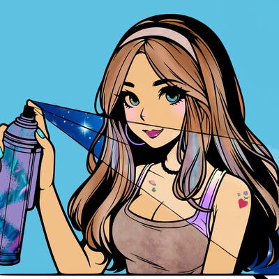 a realistic girl spray, painting