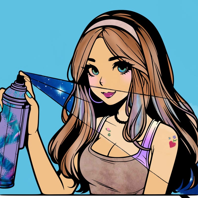 a realistic girl spray, painting