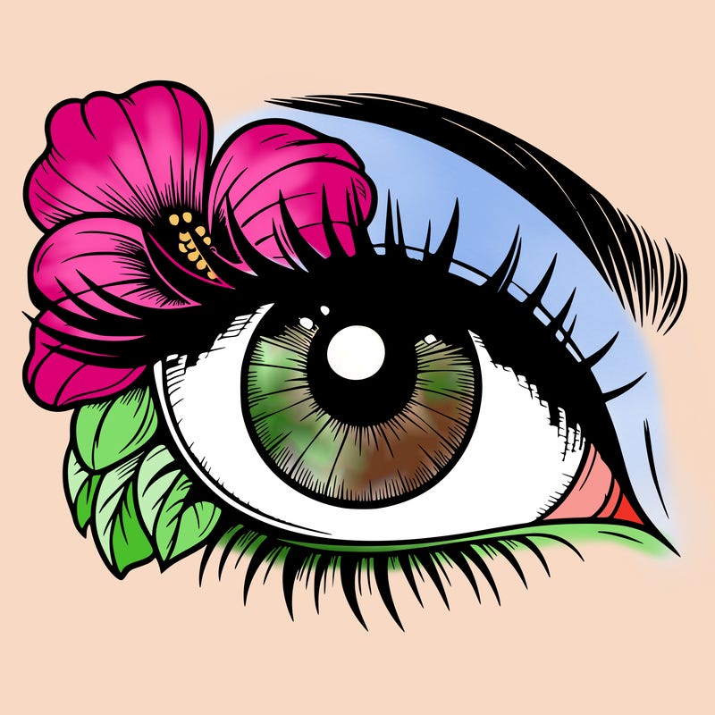 realistic eye with flower