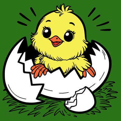 a chick hatching out of a egg