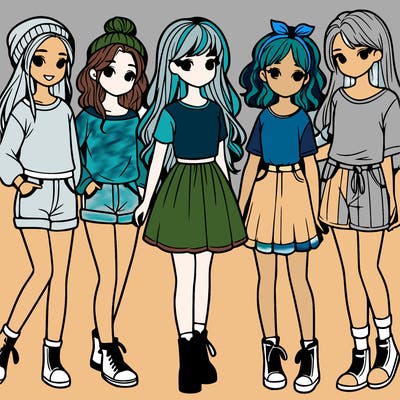 a group of five girls