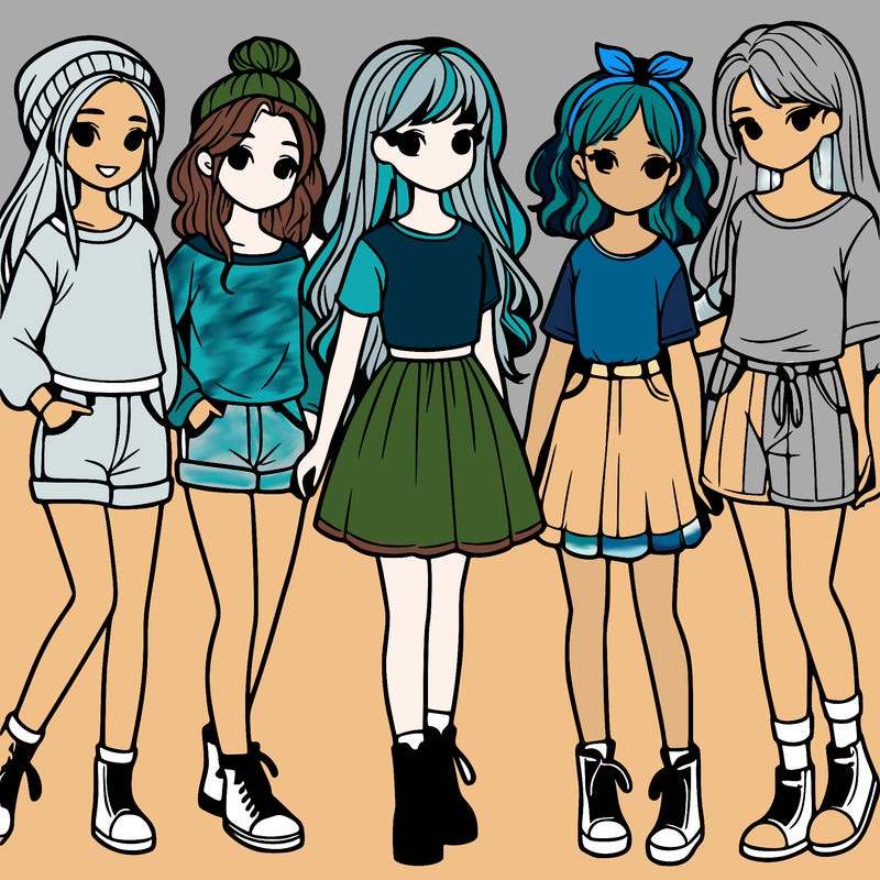 a group of five girls