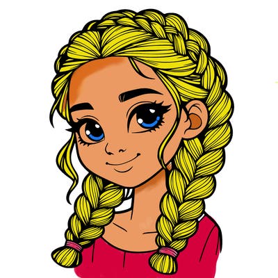 girl with braids realistic
