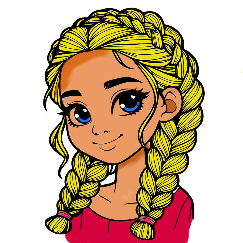 girl with braids realistic