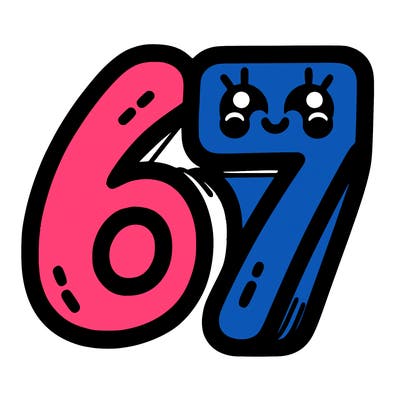 the numbers 67
