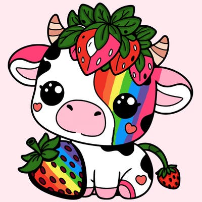 cute strawberry cow