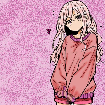 manga teen girl  in a sweater and baggy pants