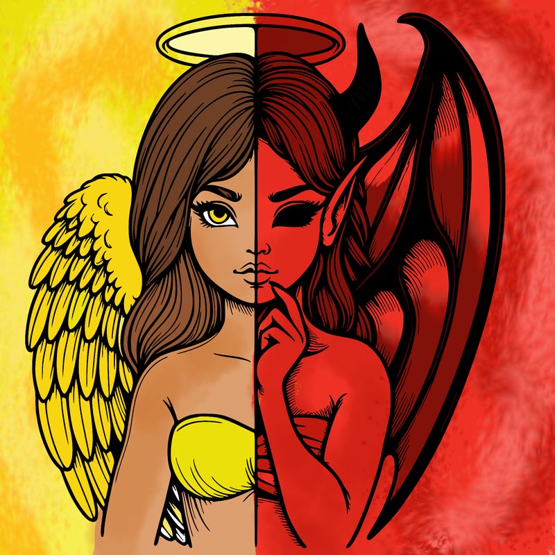 realistic angel half demon