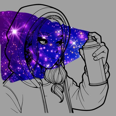 a realistic girl, spray painting