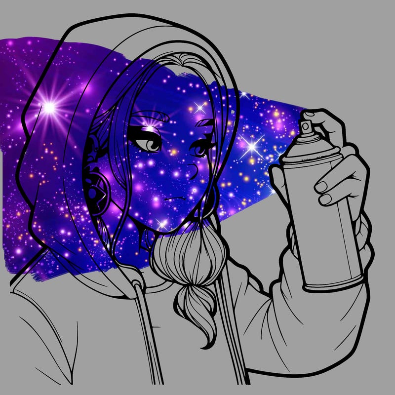 a realistic girl, spray painting