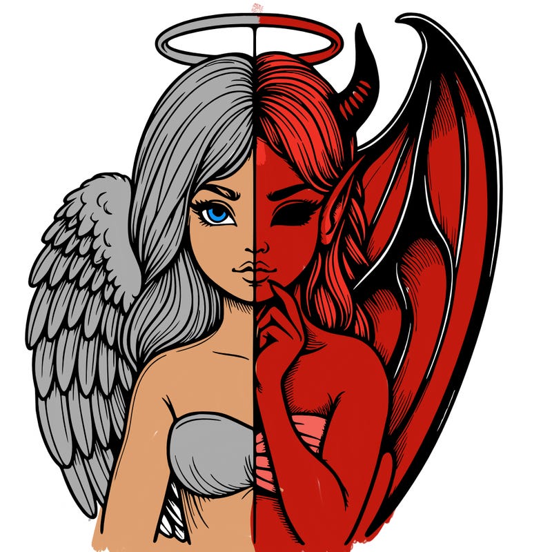 realistic angel half demon