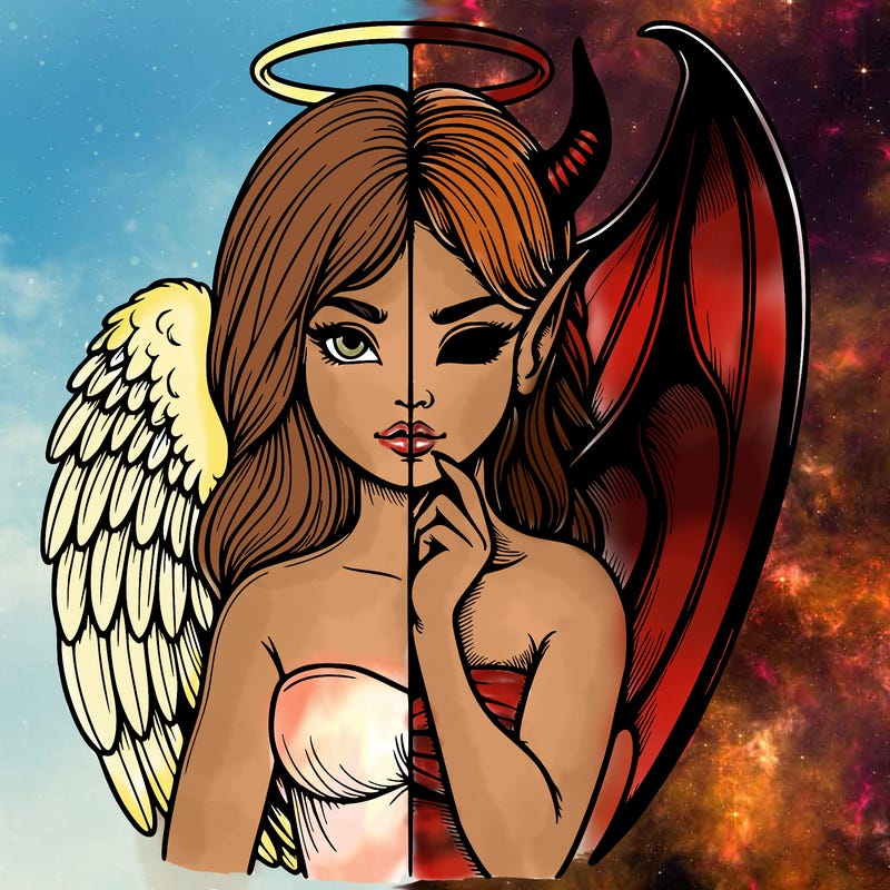 realistic angel half demon