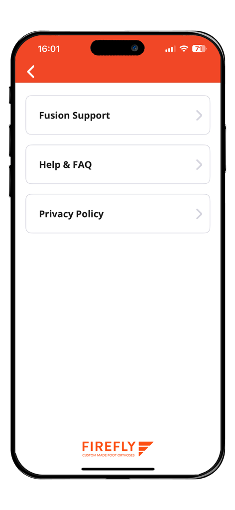 FUSION Plus - FUSION Plus app support screen with Help and FAQ options