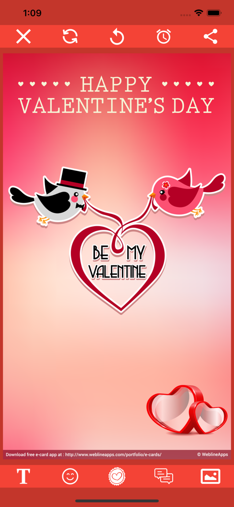Happy Valentine's Day digital card design with cute love birds
