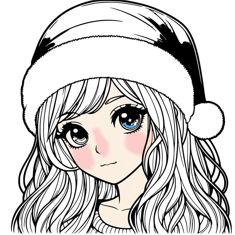 realistic girl with santa hat on