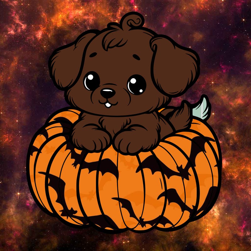 cute little puppy in a pumpkin