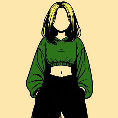realistic girl faceless with baggy pants and a crop top