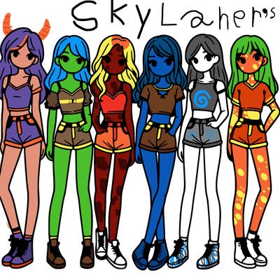 a group of girls wearing crop tops and shorts