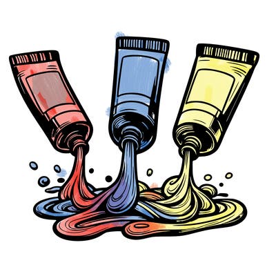 tubes of flowing paint