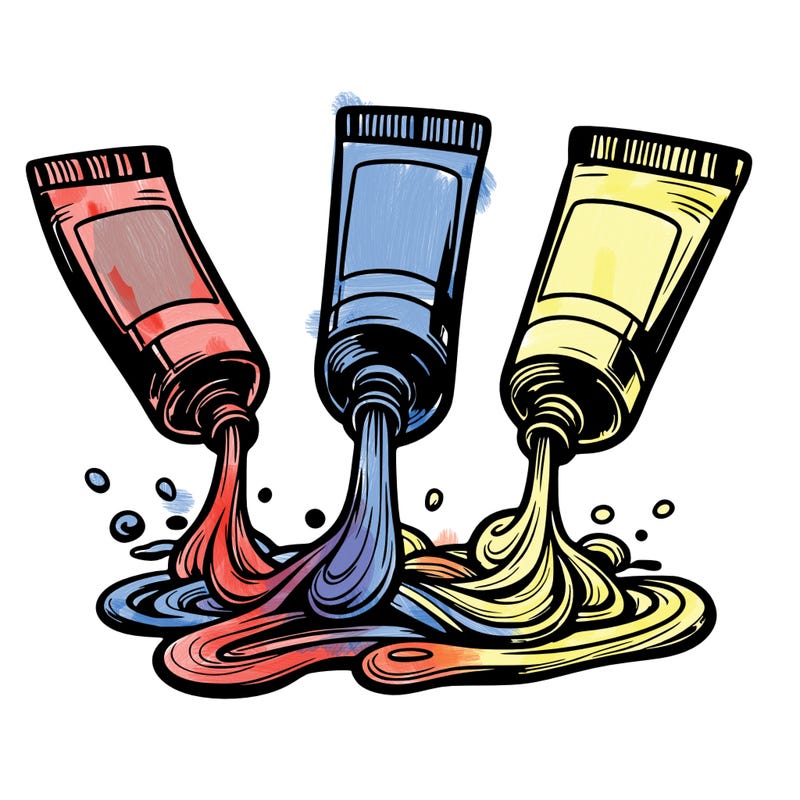 tubes of flowing paint