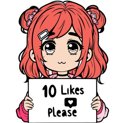 a girl with a sign saying 10 likes please