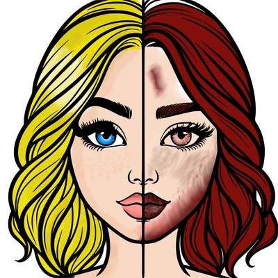 realistic girl split half