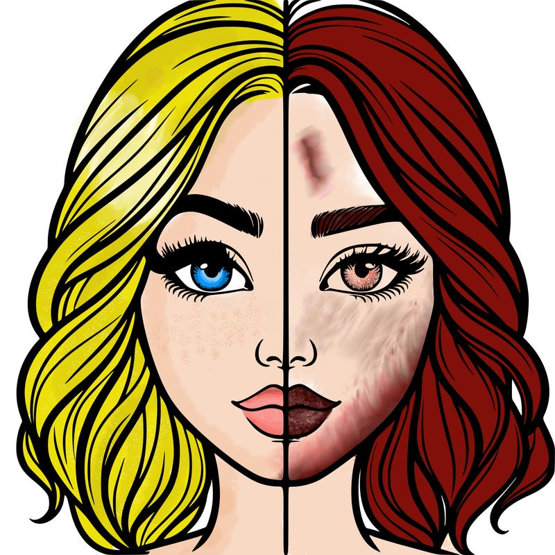 realistic girl split half