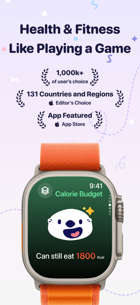 OtterLife: AI Health Tracker - Apple Watch displaying the OtterLife gamified health tracker calorie budget screen