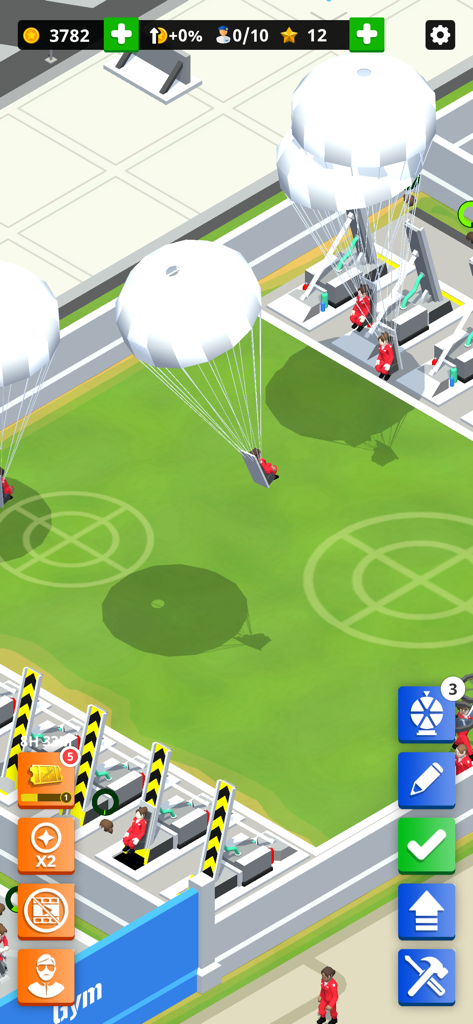 Idle Air Force Base - Military cadets landing with parachutes on a training field in Idle Air Force Base.