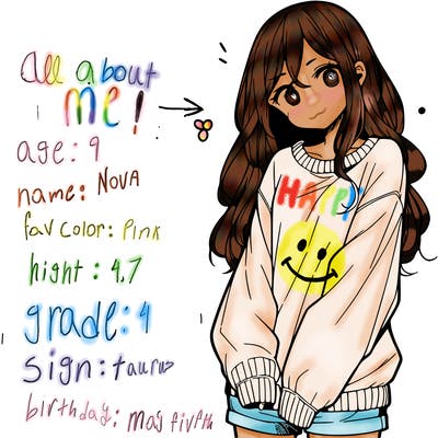 manga teen girl  in a sweater and baggy pants